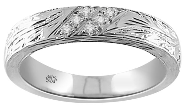 .39 Carat Hand Etched Diamond 18Kt White Gold Anniversary Band