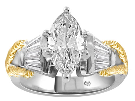 .91 Carat Janette Diamond 14Kt White Yellow Gold Engagement Ring
