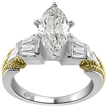 1.40 Carat Roper Diamond 14Kt White Yellow Gold Engagement Ring