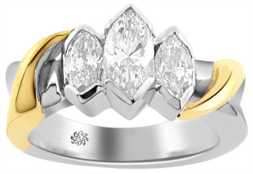 1.18 Carat Adrian Diamond 14Kt White Yellow Gold Engagement Ring