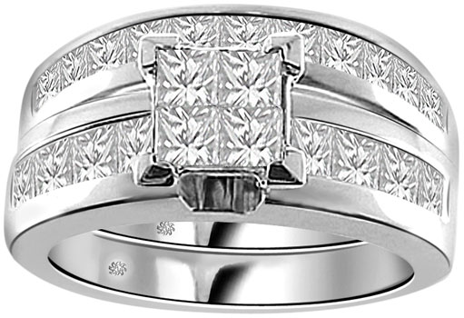 2.25 Carat Illusion2 Diamond 14Kt White Gold Engagement Ring